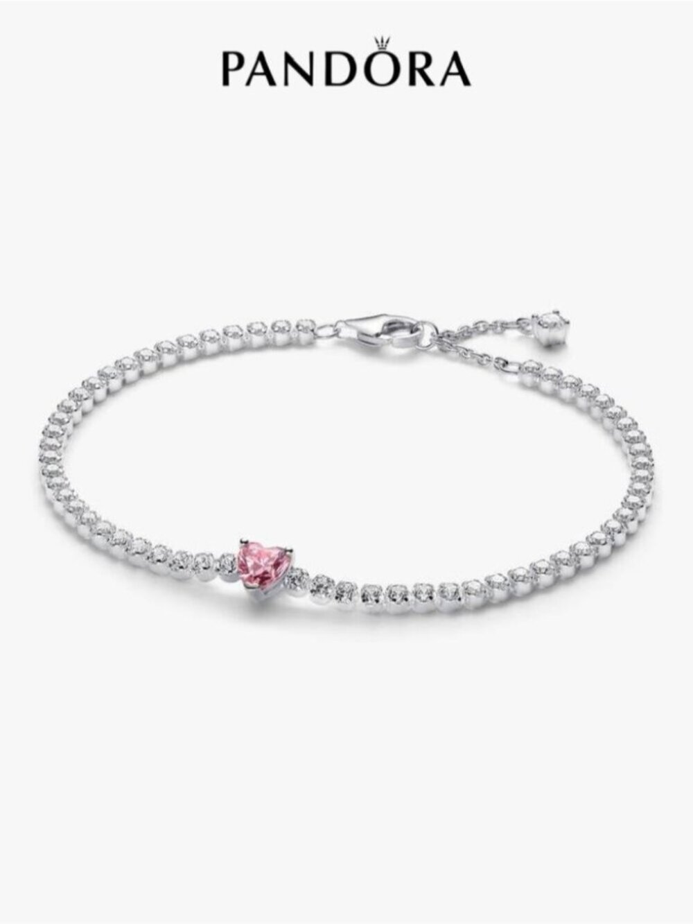 Pandora Pink Sparkling Heart Tennis Bracelet